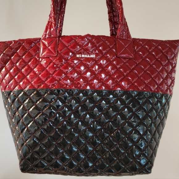 MZ Wallace Handbags - nwt MZ Wallace Medium Colorblock Cranberry & Dawn Lacquer Tote Bag